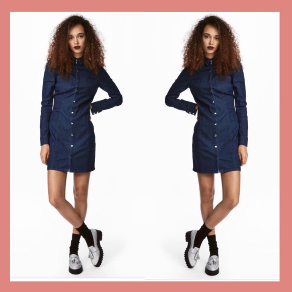 fitted denim shirt dress